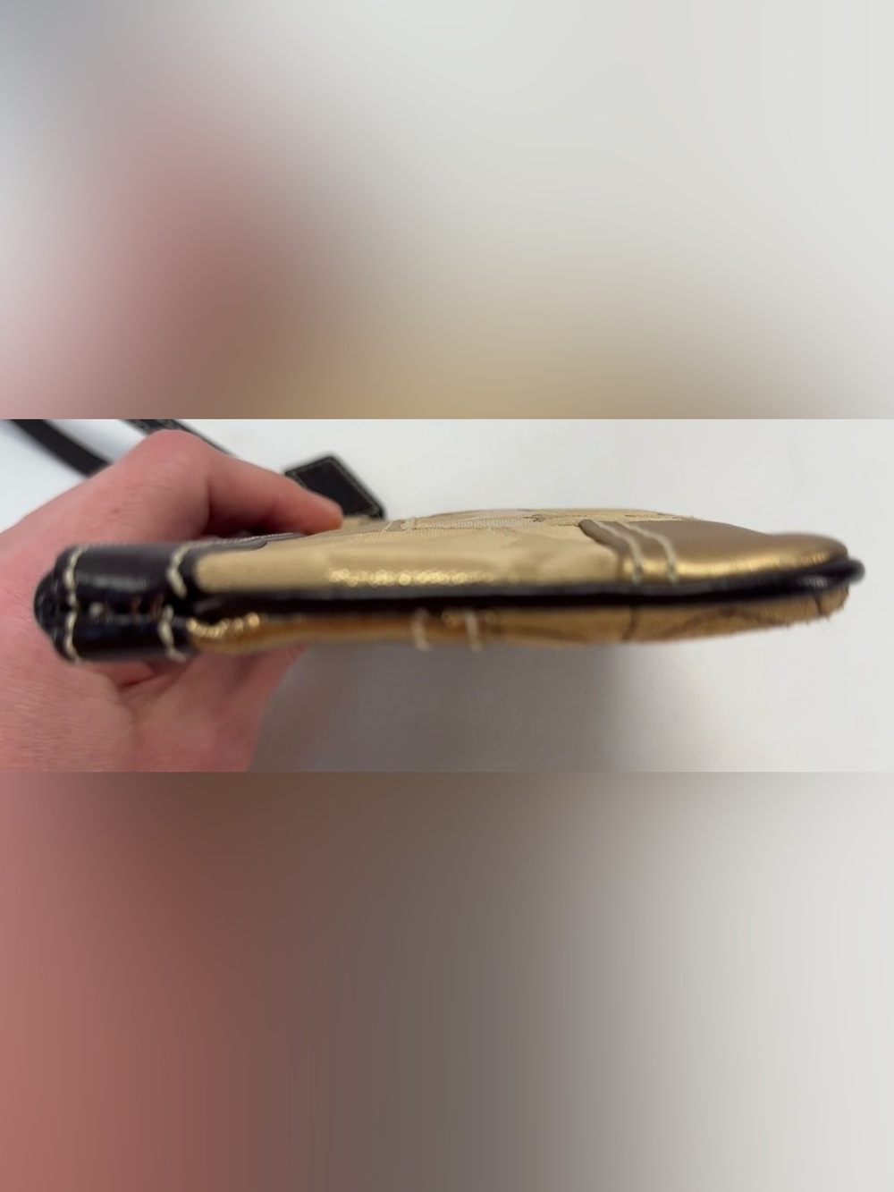 Vintage Y2K Coach Metallic Patchwork Wristlet - Gold and Tan - Picture 12 of 15